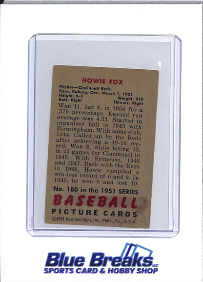 1951 Bowman - Howie Fox - #180 - baseball - Reds