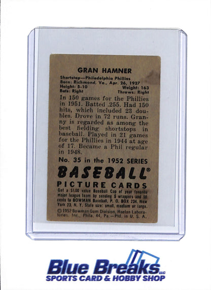 1952 Bowman - Gran Hamner - #35 - baseball - Phillies