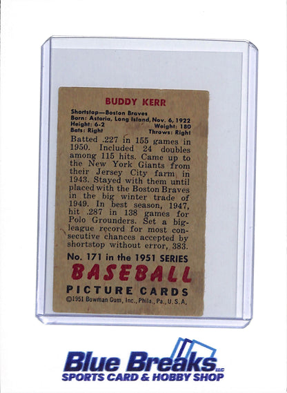 1951 Bowman - Buddy Kerr - #171 - baseball - Braves