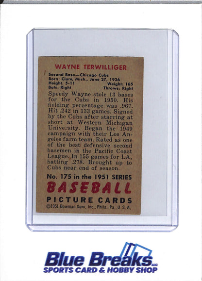 1951 Bowman - Wayne Terwilliger - #175 - baseball - Cubs