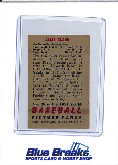 1951 Bowman - Allie Clark - #29 - baseball - #29 - Indians/Guardians