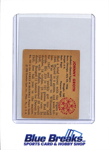 1950 Bowman - Johnny Groth - #243 - baseball - Tigers