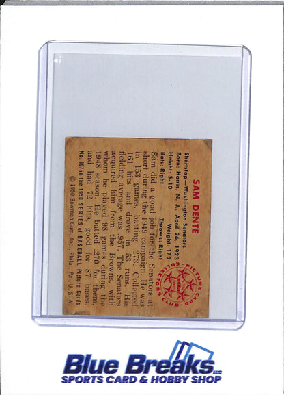 1950 Bowman - Sam Dente - #107 - baseball - Senators/Twins