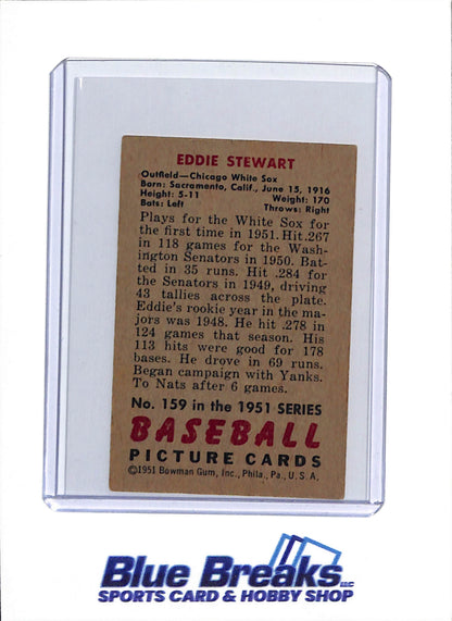 1951 Bowman - Eddie Steward - #159 - baseball - White Sox