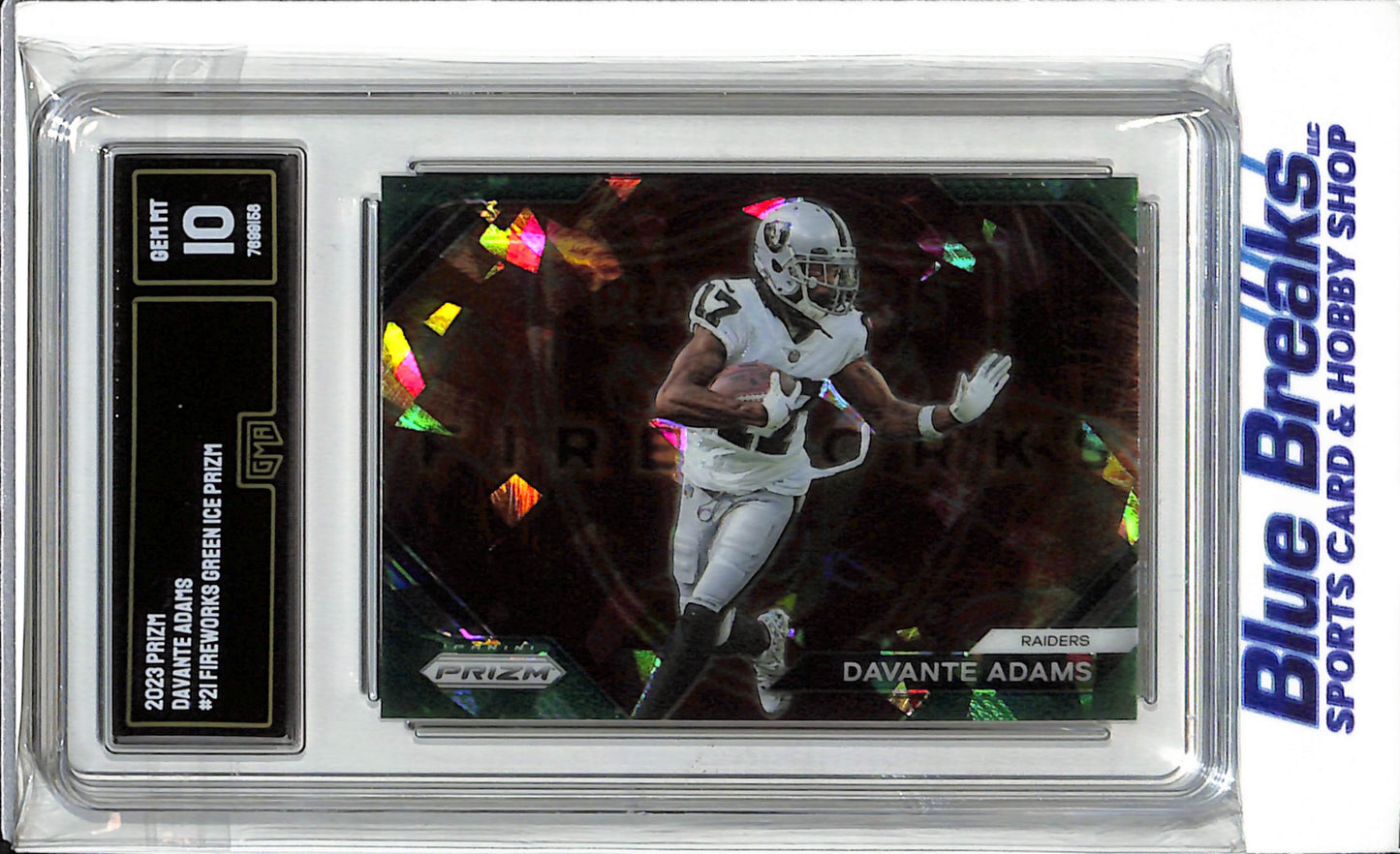 2023 Panini - Prizm - Green Ice Prizm - Fireworks - Davante Adams - #F-21 - GMA 10 - football - Raiders
