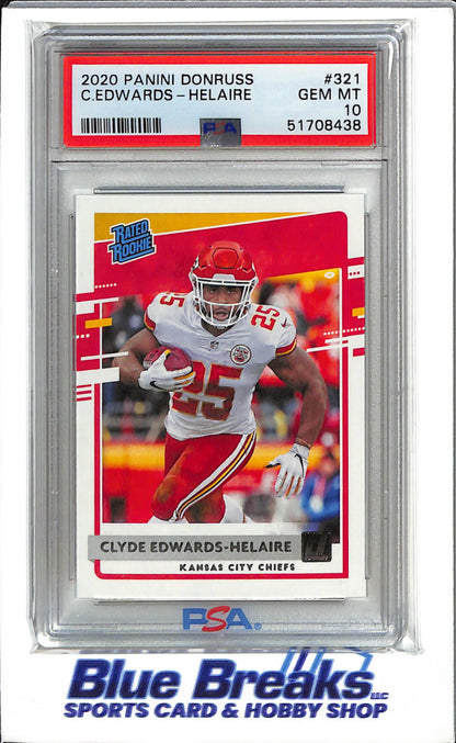 2020 Panini - Donruss - Rated Rookie - Clyde Edwards-Helaire - #321 - PSA 10 - football - Chiefs