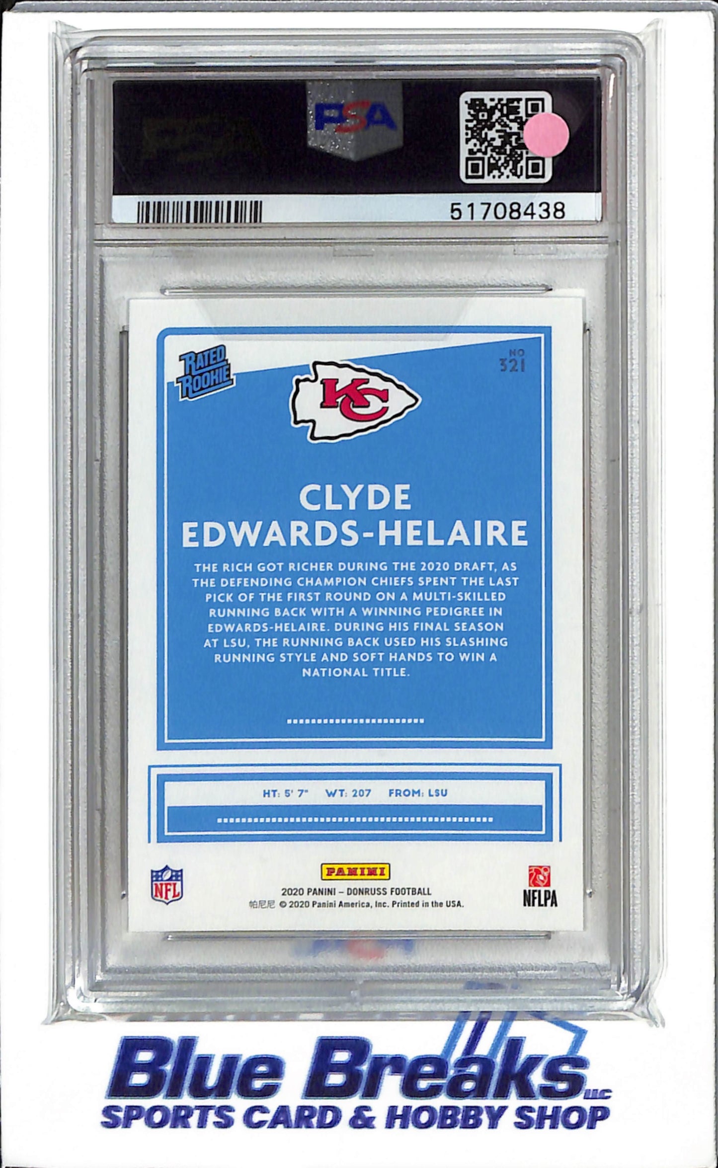 2020 Panini - Donruss - Rated Rookie - Clyde Edwards-Helaire - #321 - PSA 10 - football - Chiefs