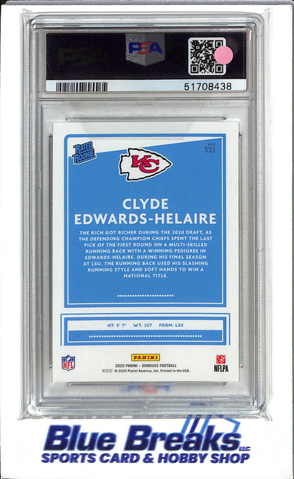2020 Panini - Donruss - Rated Rookie - Clyde Edwards-Helaire - #321 - PSA 10 - football - Chiefs