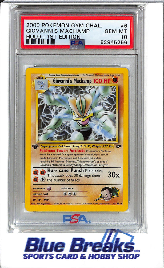 2000 Pokémon - Gym Challenge - Holo - 1st Edition - Giovanni's Machamp - #6 - PSA 10