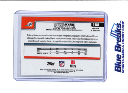 2025 Topps Chrome - refractor - De'Von Achane - 10/30 - #188 - football - Dolphins