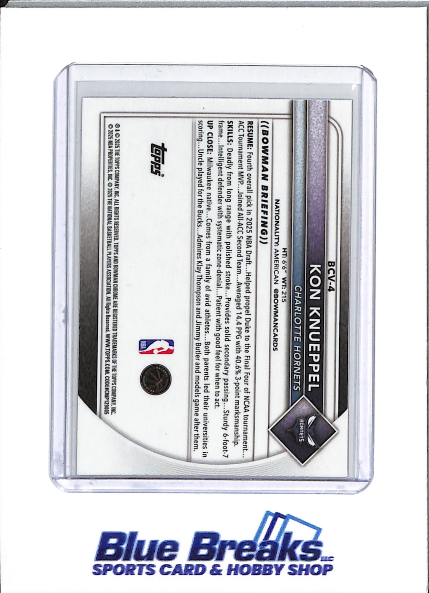 2025 Bowman Chrome - reptillian - Kon Knueppel - RC - #BCV-4 - basketball - Hornets