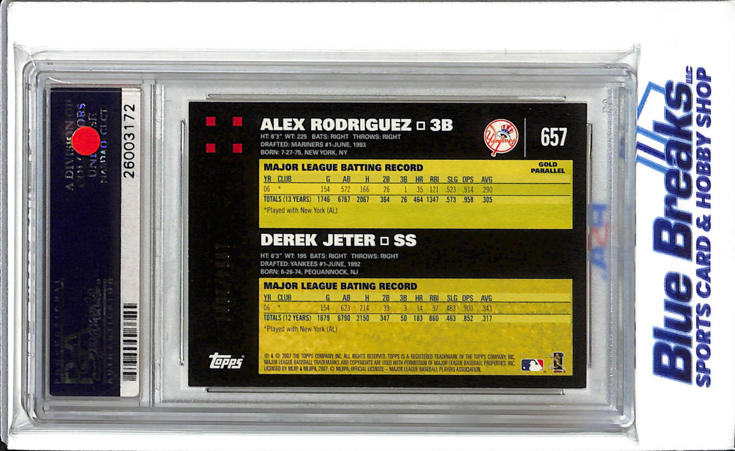 2007 Topps Classic Combo - Gold - Jeter/Rodriguez - 1084/2007 - #657 - Mint - Baseball - Yankees