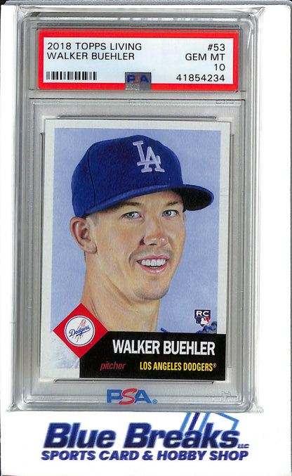 2018 Topps Living - RC - Walker Buehler - #53 - PSA 10 - Baseball - Dodgers