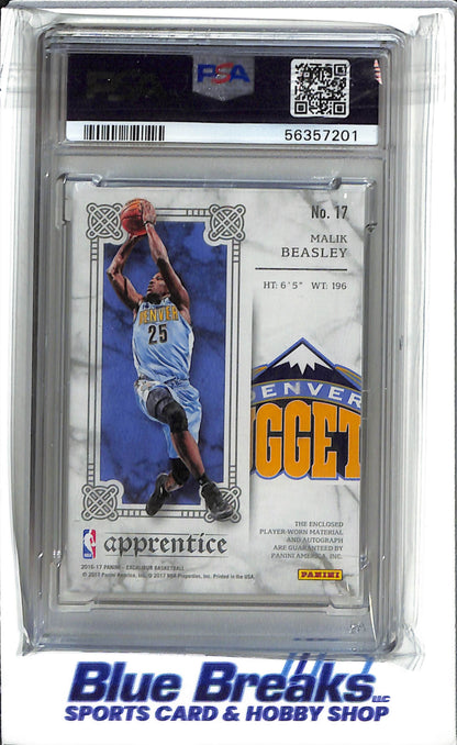2016 Panini - Excalibur - Apprentice - Signature Shield Relic - Malik Beasley - #17 - PSA 9 - basketball - Nuggets