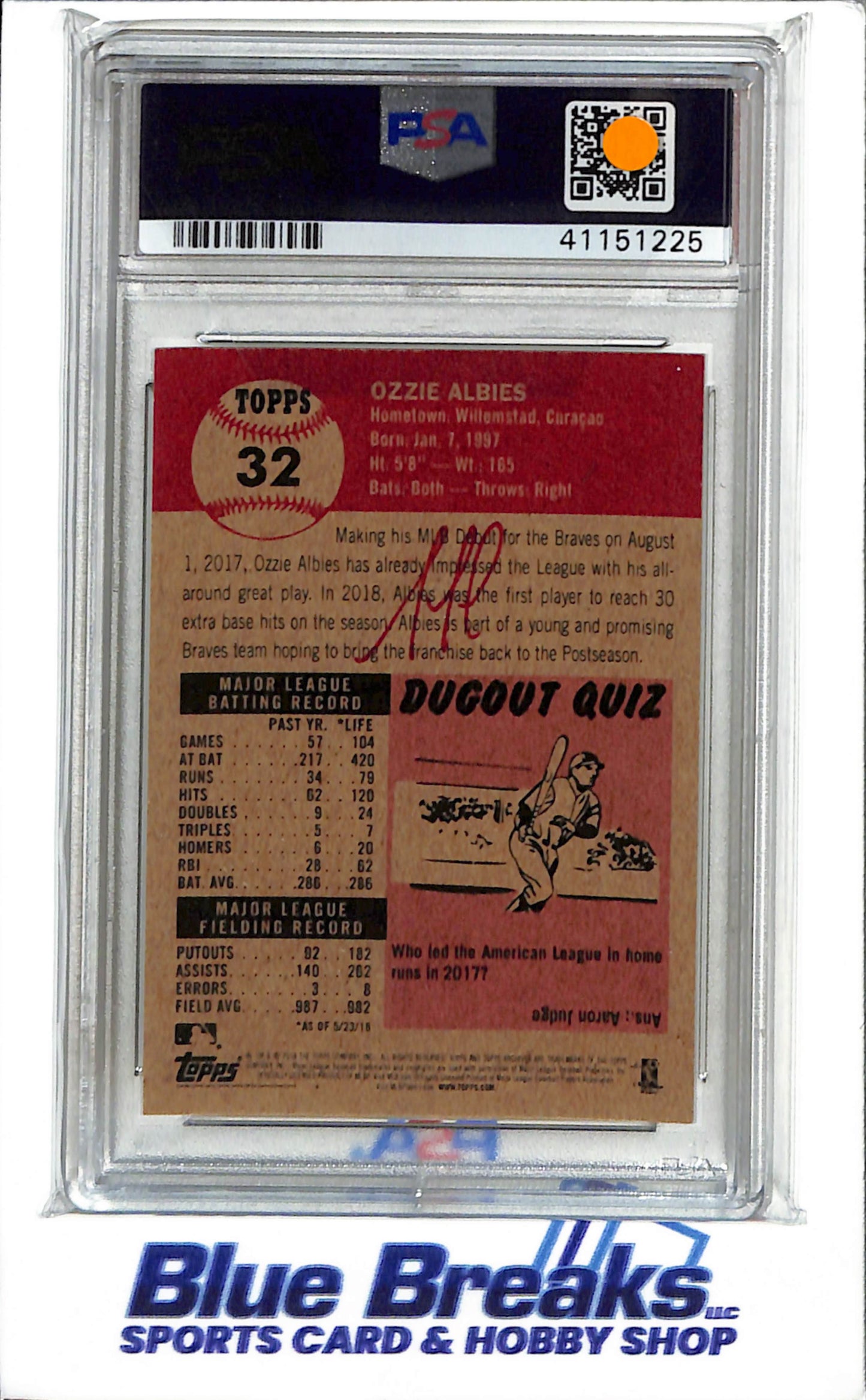 2018 Topps Living - Rookie Card - Ozzie Albies - #32 - PSA 10 - Baseball - Braves
