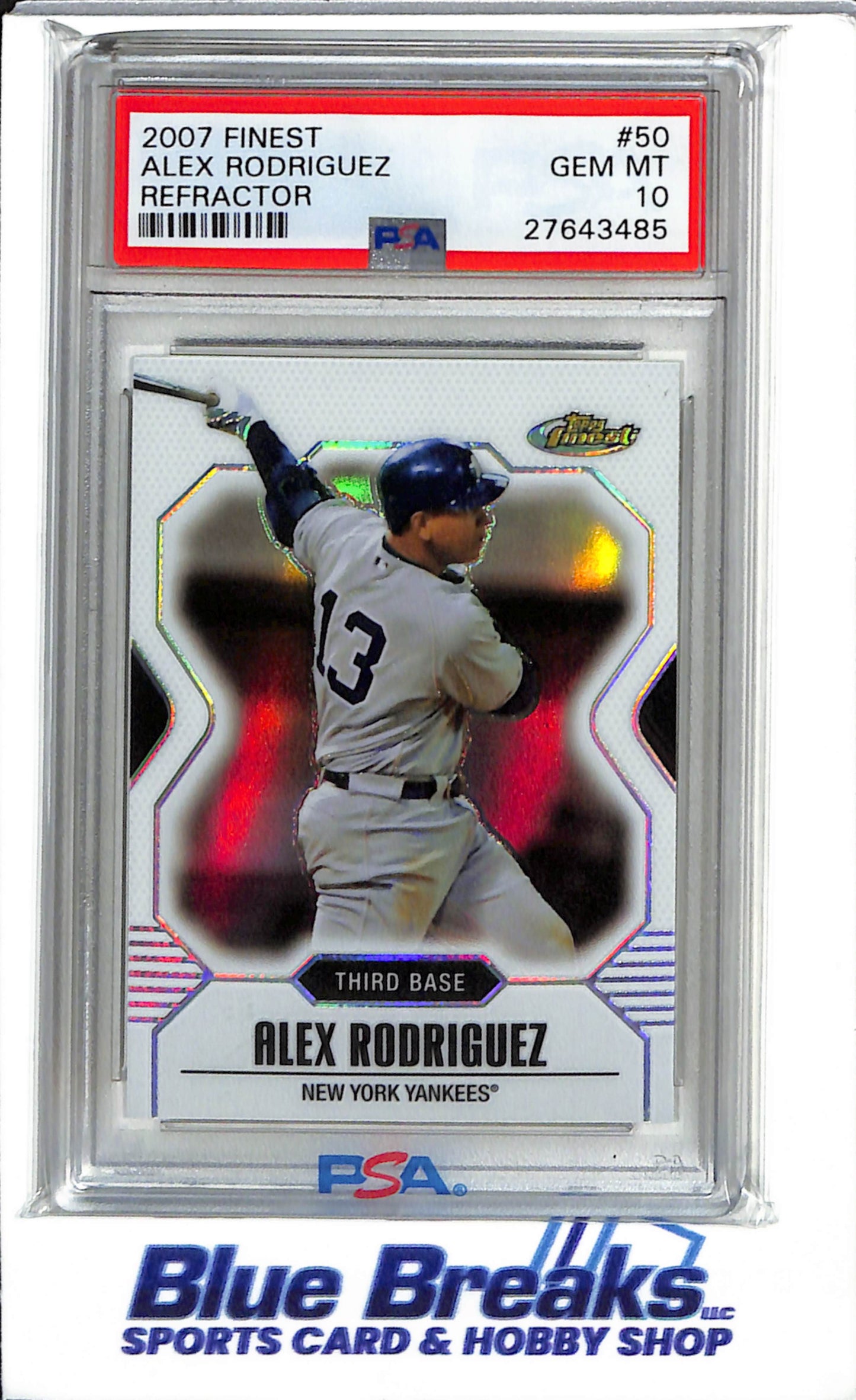 2007 Topps Finest - Refractor - Alex Rodriguez - #50 - PSA 10 - Baseball - Yankees