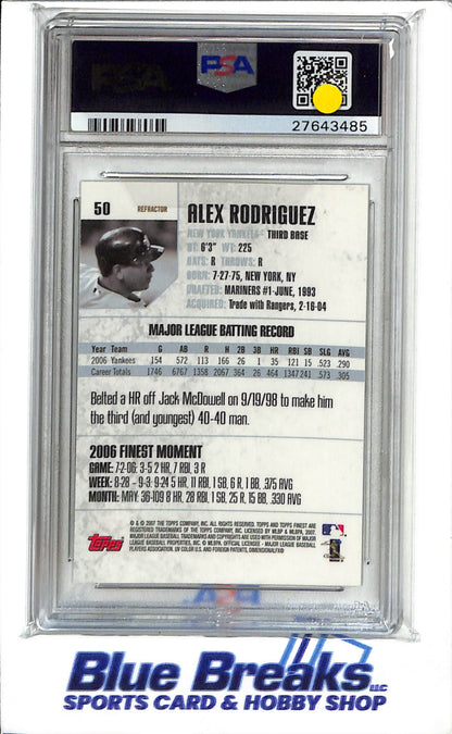 2007 Topps Finest - Refractor - Alex Rodriguez - #50 - PSA 10 - Baseball - Yankees