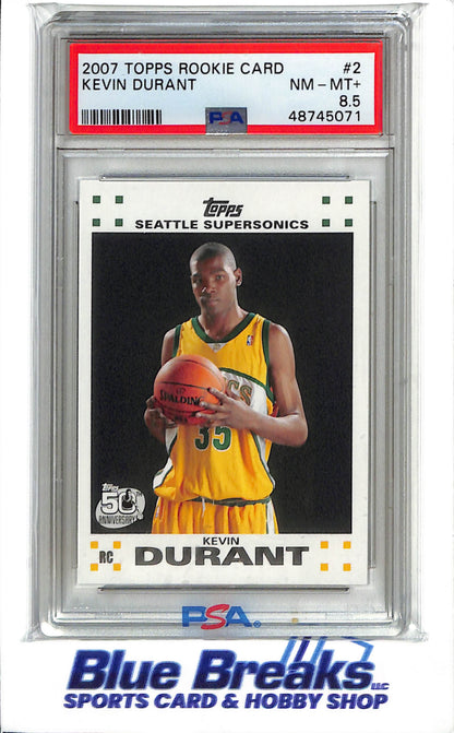 2007 Topps Rookie Card - Kevin Durant - #2 of 14 - PSA 8.5 - Basketball - Sonics