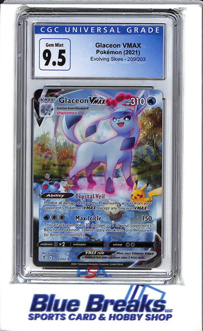 2021 Pokémon - Evolving Skies - Glaceon VMAX - #209/203 - CGC 9.5