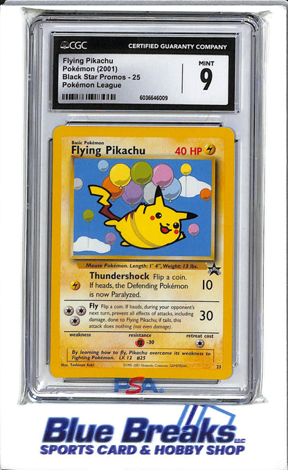 2001 Pokémon - Pokémon League - Black Star Promos - Flying Pikachu - #25 - CGC 9