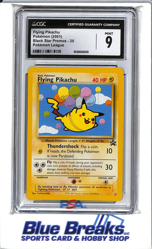 2001 Pokémon - Pokémon League - Black Star Promos - Flying Pikachu - #25 - CGC 9