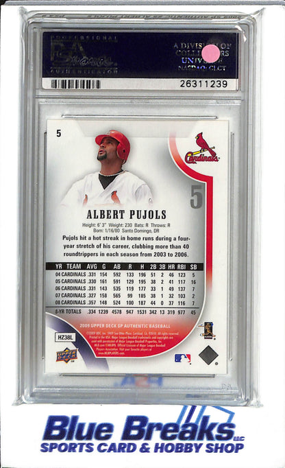 2009 Upper Deck SP Authentic - Albert Pujols - #5 - PSA 9 - Baseball - Cardinals