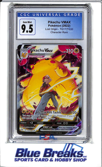 2022 Pokémon - Lost Origin - Character Rare - Pikachu VMAX - #TG17/TG30 - CGC 9.5