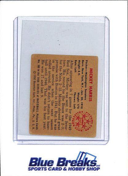 1950 Bowman - Mickey Harris - #160 - baseball - Senators/Twins