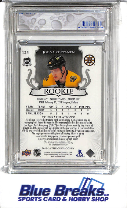 2023-24 Upper Deck The Cup - Auto Patch - Joona Koppanen - #123 - Ice Hockey - Bruins