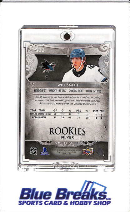 2024-25 Topps Artifacts - Rookies - Will Smith - 269/899 - #233 - Ice Hockey - Sharks