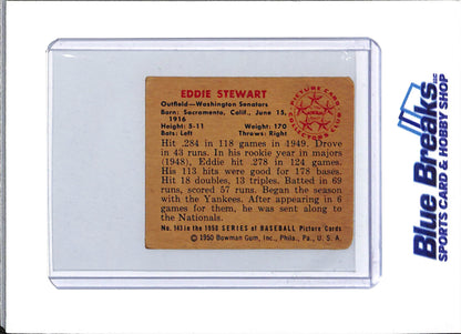 1950 Bowman - Eddie Stewart - #143 - baseball - Senators/Twins