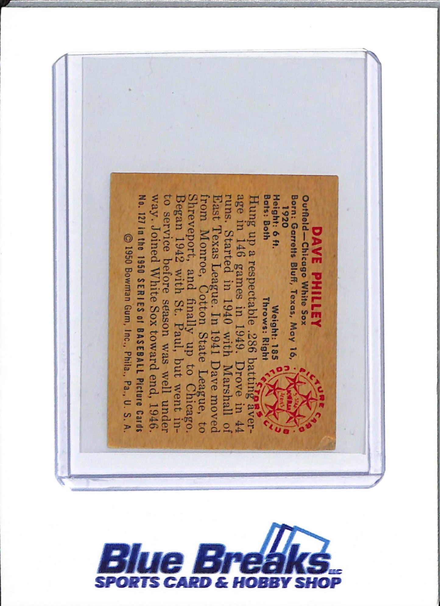 1950 Bowman - Dave Philley - #127 - baseball - White Sox