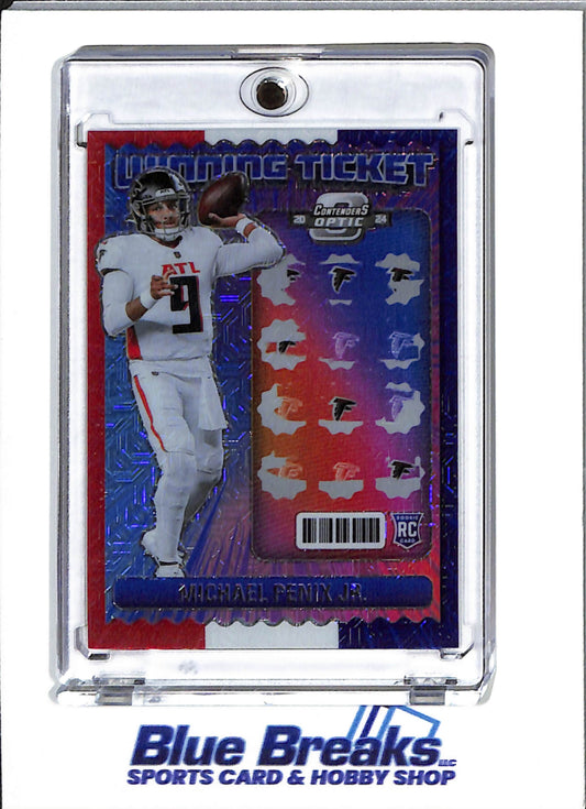 2024 Panini - Contenders Optic - Winning Ticket - red white blue - Michael Penix Jr - 03/13 - RC - #WT-MPJ - football - Falcons