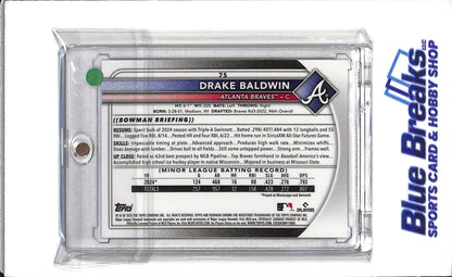 2025 Topps Bowman Chrome - Silver/White - Drake Baldwin - # 75 - Baseball - Braves