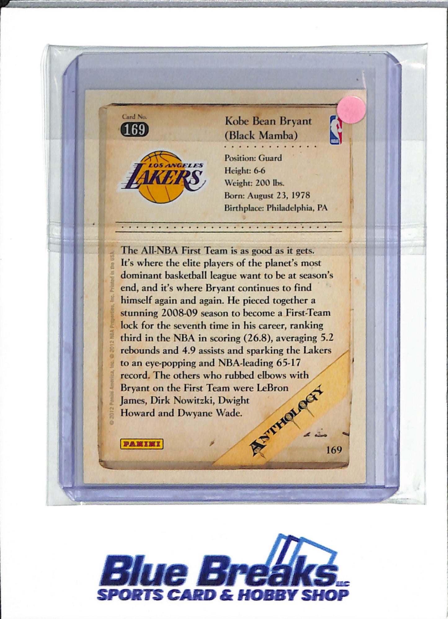 2012 Panini - Anthology - Kobe Bryant - #169 - basketball - Lakers