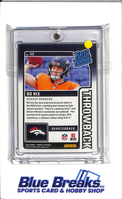 2024 Panini Throwback - Rated Rookie - Bo Nix - #46 - Football - Broncos