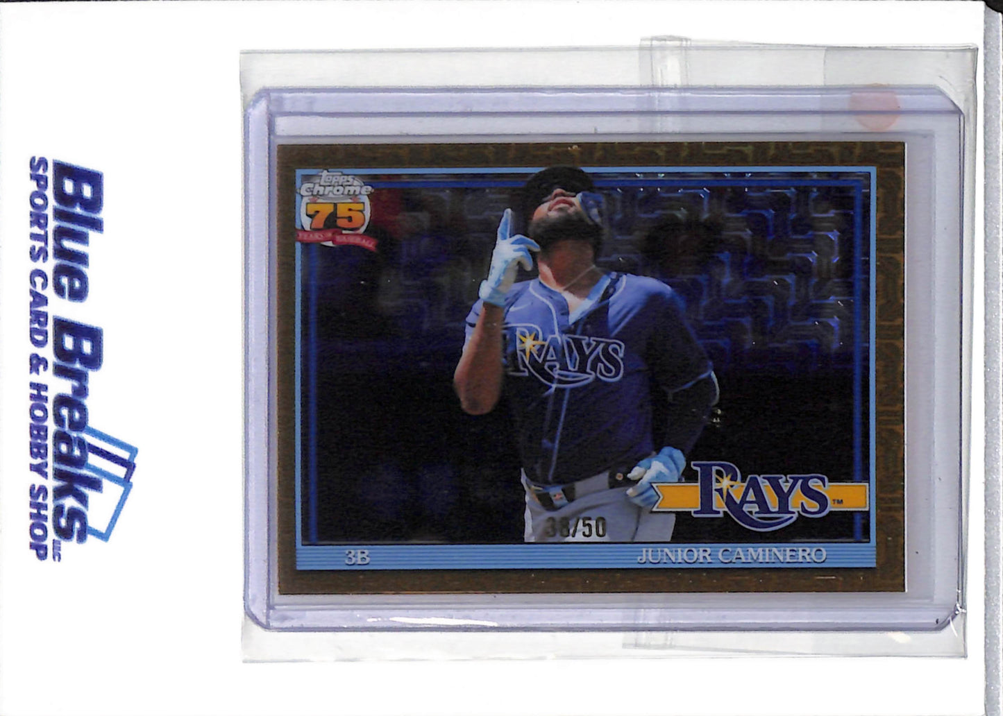 2026 Topps Chrome - 75 Years of Baseball  - Gold Refractor - Junior Caminero - 38/50 - #91C-2 - Baseball - Rays