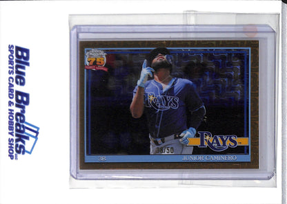 2026 Topps Chrome - 75 Years of Baseball  - Gold Refractor - Junior Caminero - 38/50 - #91C-2 - Baseball - Rays
