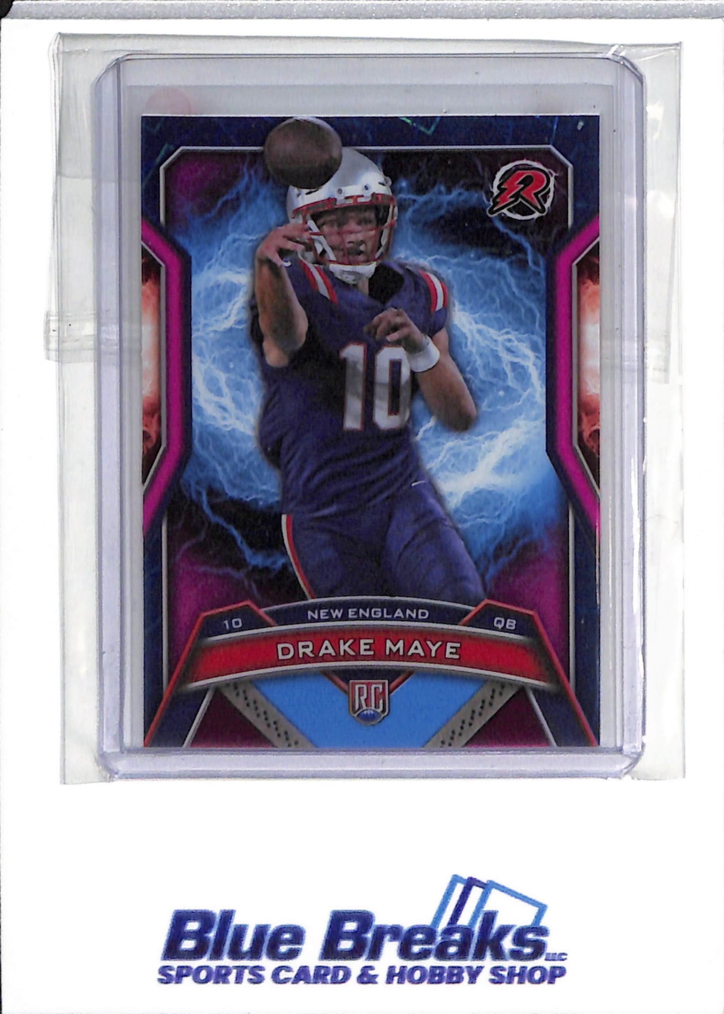 2025 Topps RC - Blue/Pink Shock - Drake Maye - #164 - Football - Patriots