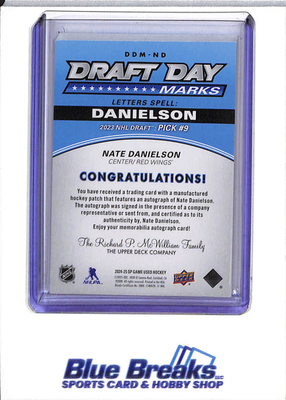 2024-25 Upper Deck Draft Day - Game Used - Nate Danielson - 11/35 - #DDM-ND - Ice Hockey - Red Wings