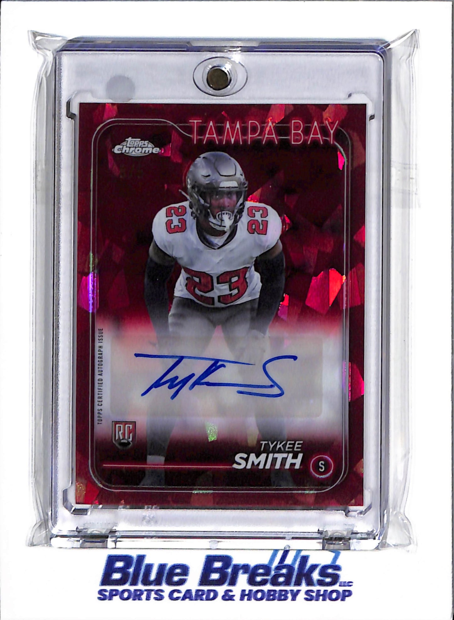 2024 Topps - Chrome - red cracked ice - Tykee Smith - auto - 5/5 - RC - #RA-TSM - football - Buccaneers