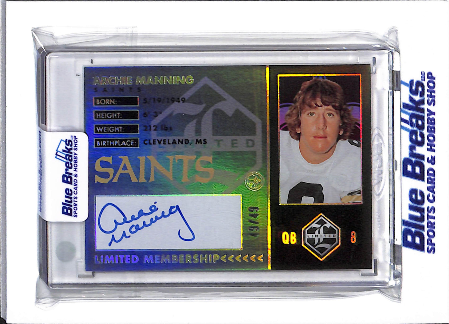 2023 Panini - Limited - Limited Membership - Archie Manning - auto - 43/49 - #MEM-AMA - football - Saints