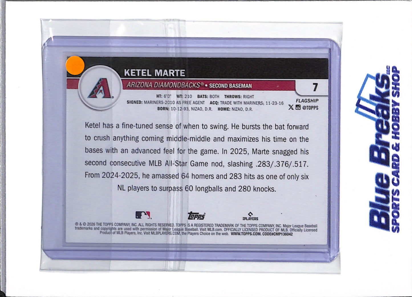 2026 Topps - flagship - black - Ketel Marte - 05/10 - #7 - baseball - Diamondbacks