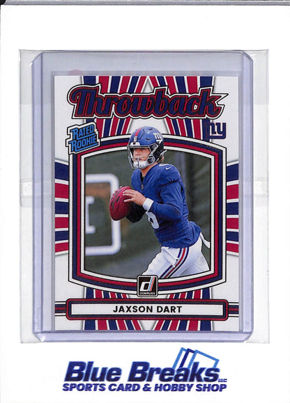 2025 Panini - Donruss - Throwback - Rated Rookie - Jaxson Dart - #41 - football - Giants