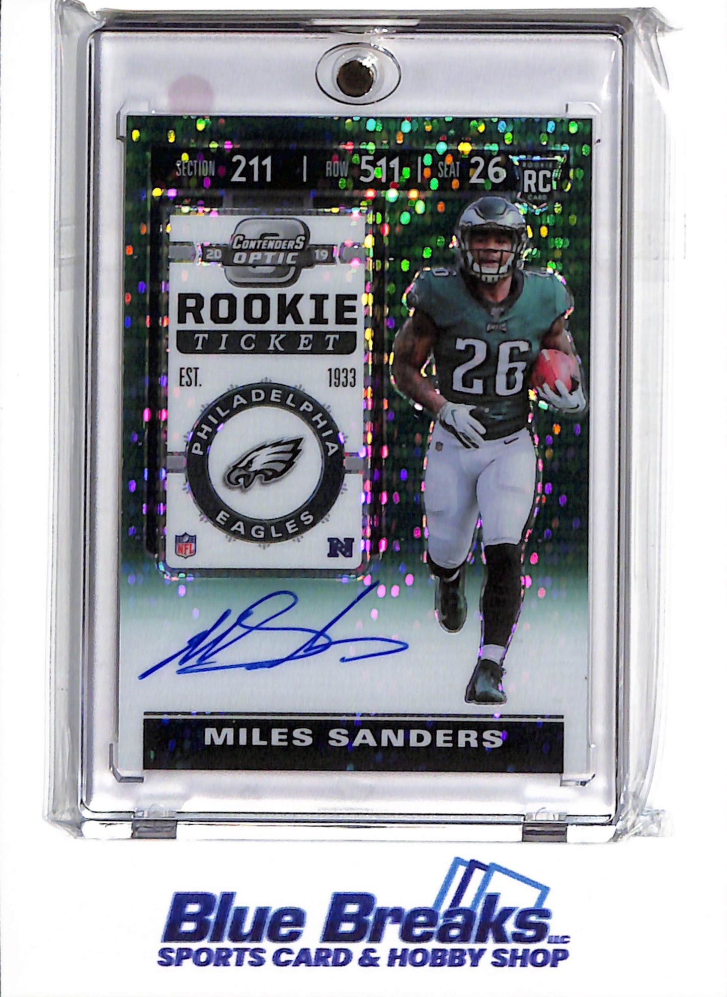 2019 Panini - Contenders Optic - Rookie Ticket - green pulsar - Miles Sanders - 11/27 - RC - #130 - football - Eagles