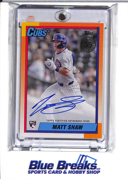 2025 Topps - 35th anniversary - Matt Shaw - auto - RC - #90A-MSH - baseball - Cubs