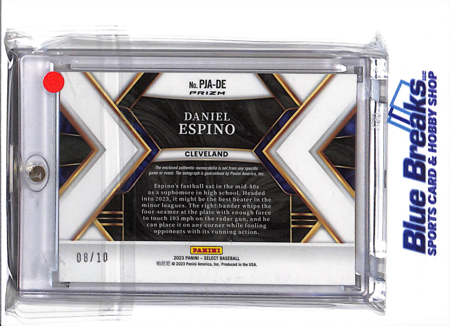 2023 Panini - Select - yellow - Daniel Espino - relic - auto - 08/10 - RC - #PJA-DE - baseball - Guardians