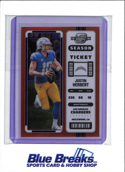 2022 Panini Contenders - Optic Orange - Justin Herbert - #41 - Football - Chargers