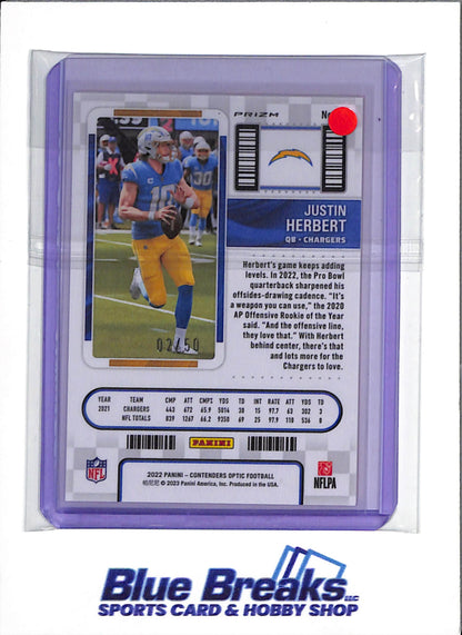 2022 Panini Contenders - Optic Orange - Justin Herbert - #41 - Football - Chargers