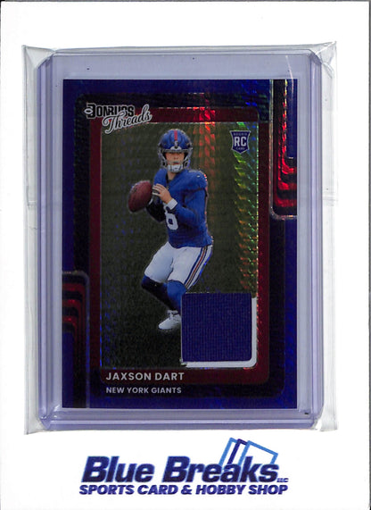 2025 Panini Donruss - Optic Threads Blue Prizim- Jaxson Dart - #DTBH-JDT - Football - Giants